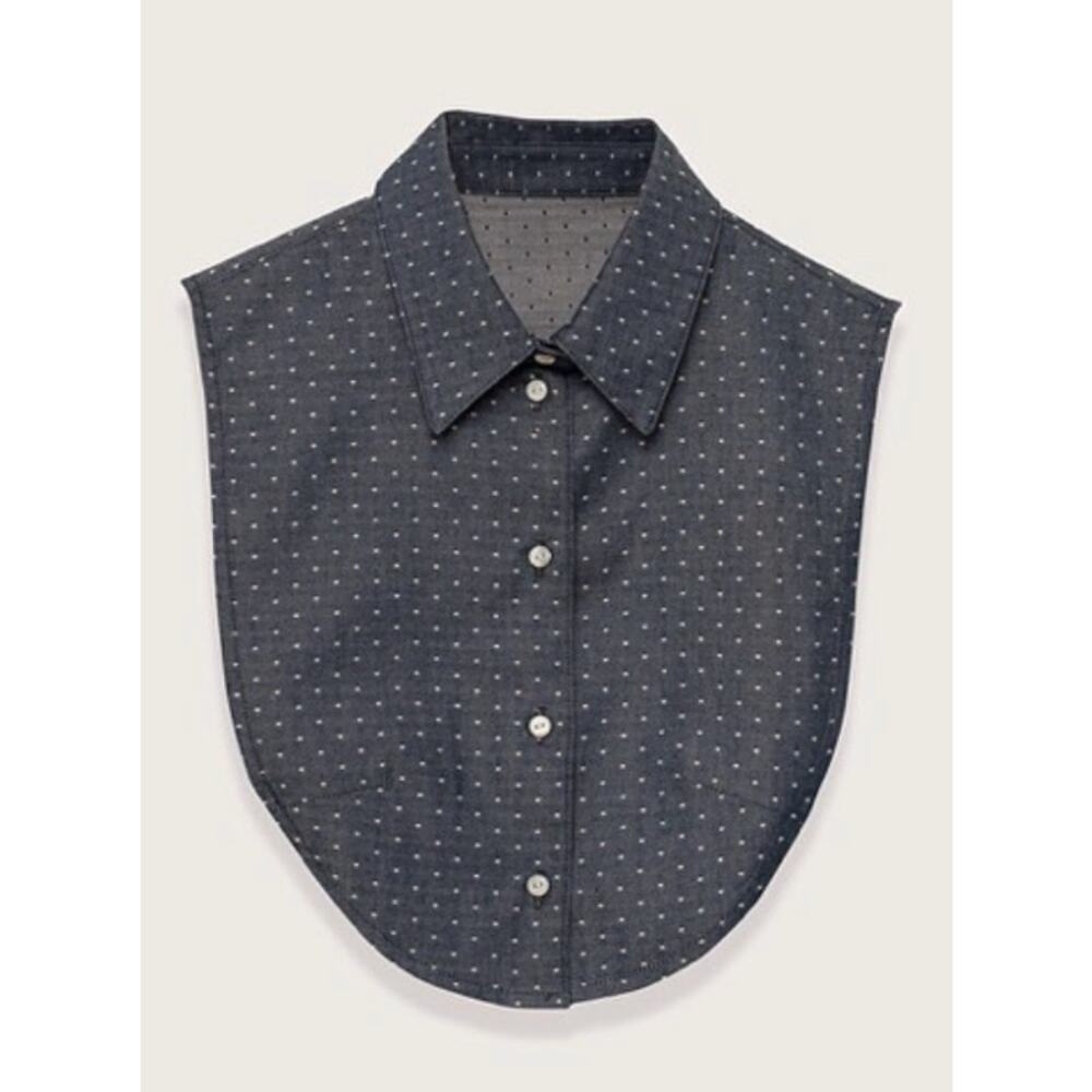 Le Cou Wakefield Polka Dot Denim Dickey Shirt Collar Layering XS/S